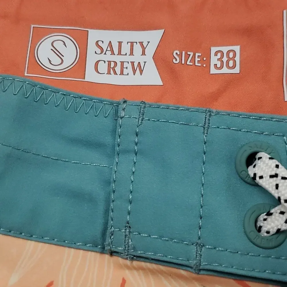 Salty Crew Men's Dark Aqua Tandem Board Shorts Size 38